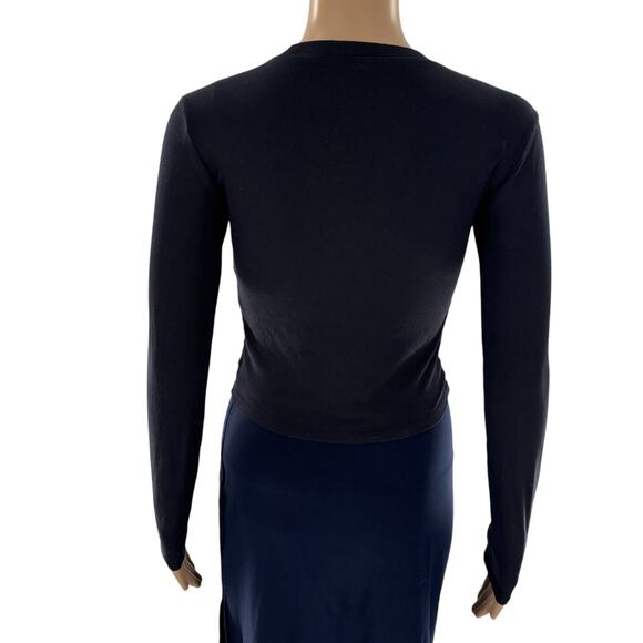 Vuori Black Ribbed Long Sleeve Pose Corset Crop Top - Picture 10 of 10